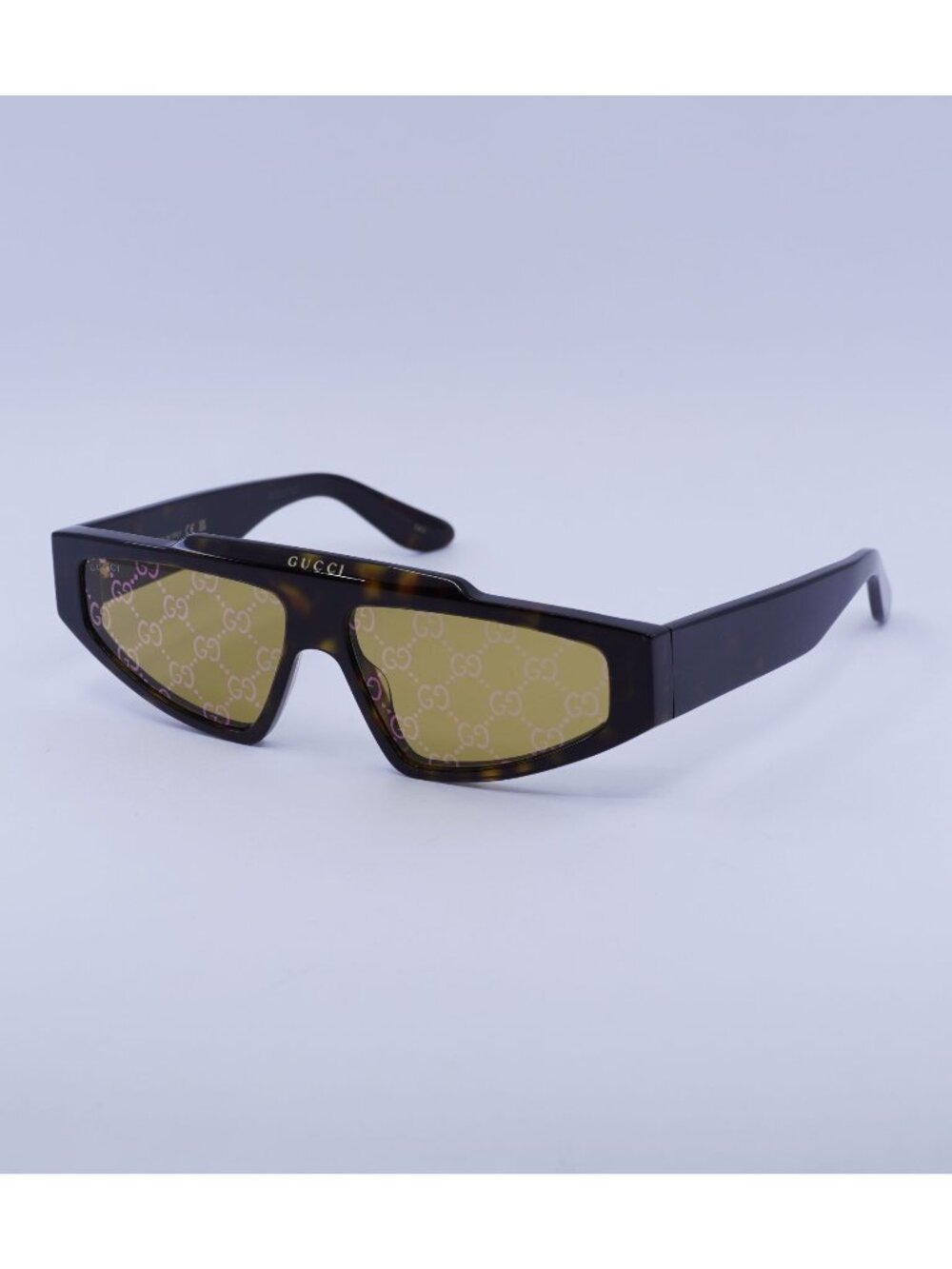 Gucci GG1591S 002 Sunglasses Havana Browline Frame, Yellow Lenses